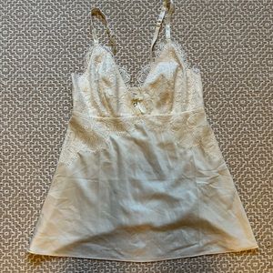 Soma Floral Lace Sleep Cami Ivory Satin Sz Small EUC